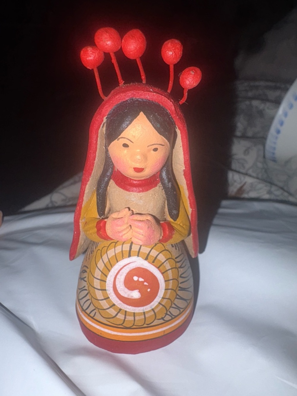 Nativity Creche Mexican Pottery Terra Cotta Handpainted Virgin Mother Mary RARE